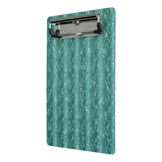 Raindrops op groen metaal mini klembord (Angled2)