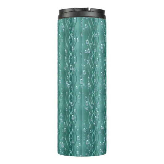 Raindrops op groen metaal thermosbeker (Achterkant)