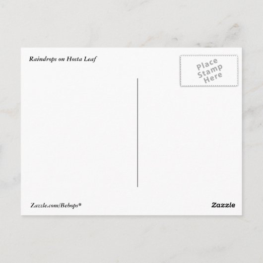 Raindrops op Hosta Leaf Briefkaart (Achterkant)