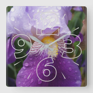 Raindrops op Iris Vierkante Klok