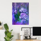 Raindrops op lavender Rozen maken Poster/afdrukken Poster (Thuiskantoor)