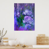 Raindrops op lavender Rozen maken Poster/afdrukken Poster (Keuken)