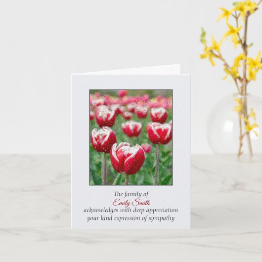 Raindrops op Tulps Sympathie Dank u Kaart (Gele Bloem)