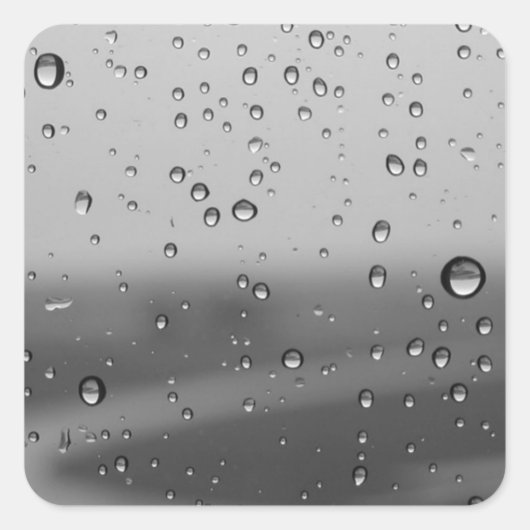 Raindrops op zilverachtergrond vierkante sticker (Voorkant)