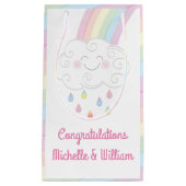 Raindrops Rainbow Baby shower Klein Cadeauzakje (Voorkant)