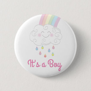 Raindrops Rainbow Baby shower Ronde Button 5,7 Cm
