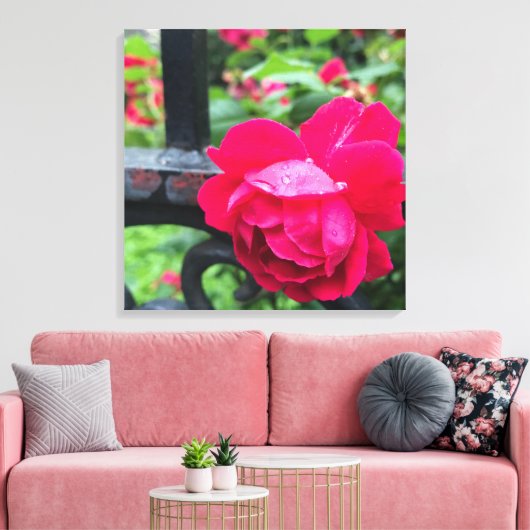 Raindrops roze roze Rozen Rainy Day NYC Canvas Afdruk (Insitu (Woonkamer))