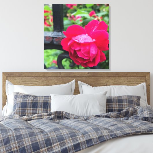 Raindrops roze roze Rozen Rainy Day NYC Canvas Afdruk (Insitu (Slaapkamer))