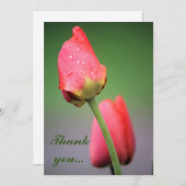 Raindrops Roze Tulieren Hartelijk dank Bedankkaart (Voorkant / Achterkant)