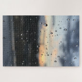 Raindrops Window Sunset Over Islington Londen Vere Legpuzzel (Horizontaal)