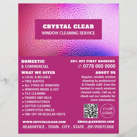 Raindrops, Windows Cleaner, reinigingsservice Adve Flyer (Voorkant)