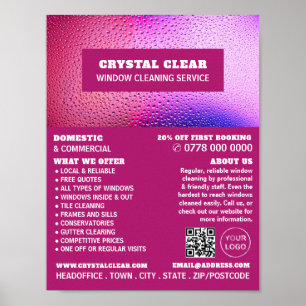 Raindrops, Windows Cleaner, reinigingsservice Adve Poster