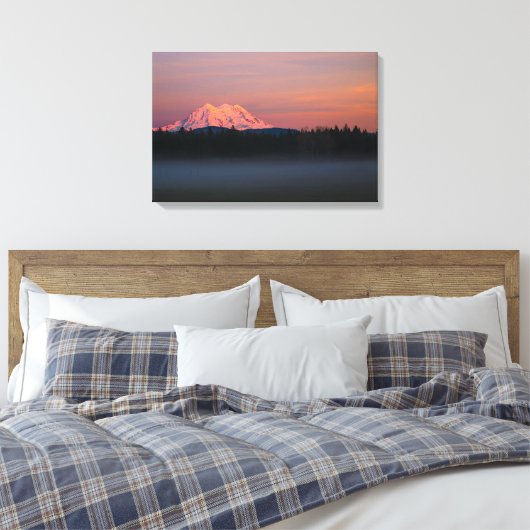 Rainer-zonsondergang en mist monteren canvas afdruk (Insitu (Slaapkamer))