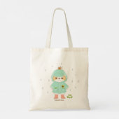 Rainey Day Mochi in een regenjas en kikker, slak Tote Bag (Achterkant)