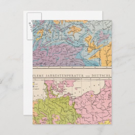 Rainfall-kaart van Duitsland Briefkaart (Voorkant / Achterkant)