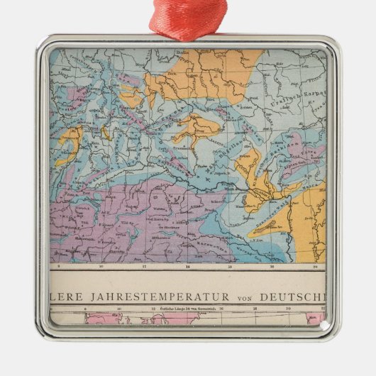 Rainfall-kaart van Duitsland Metalen Ornament (Voorkant)