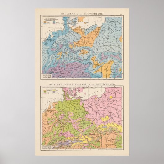 Rainfall-kaart van Duitsland Poster (Voorkant)