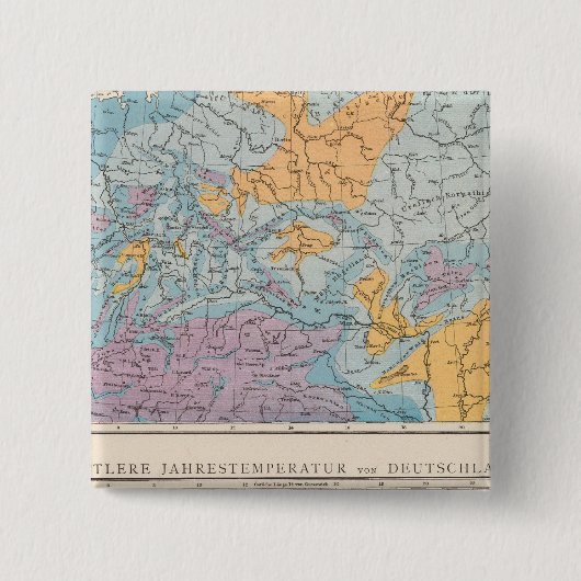 Rainfall-kaart van Duitsland Vierkante Button 5,1 Cm (Voorkant)