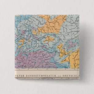 Rainfall-kaart van Duitsland Vierkante Button 5,1 Cm
