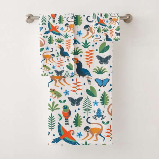 Rainforest Animal Pattern Bad Handdoek (Insitu)