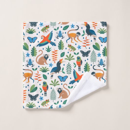 Rainforest Animal Pattern Bad Handdoek (Wasdoekje)
