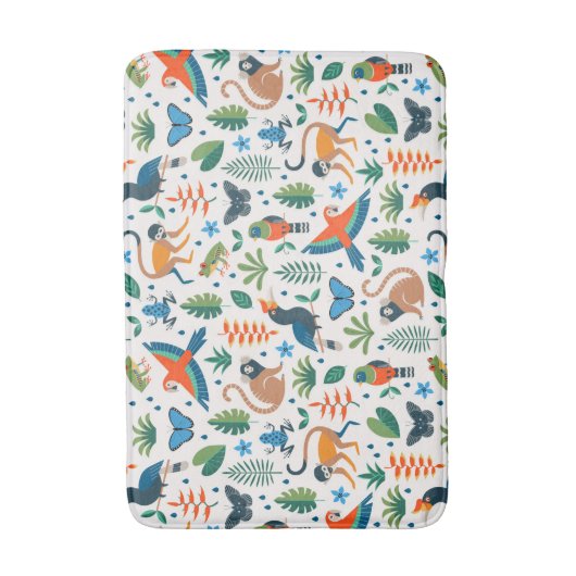 Rainforest Animal Pattern Badmat (Voorkant Verticaal)