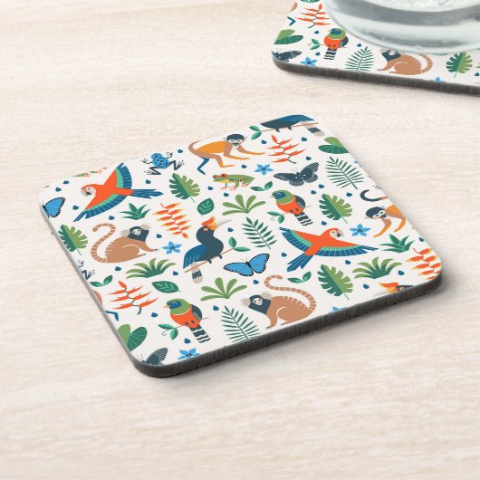 Rainforest Animal Pattern Bier Onderzetter (Linkerzijde)