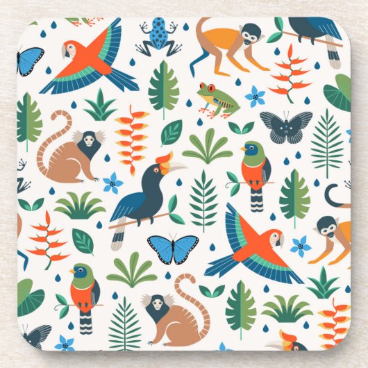 Rainforest Animal Pattern Bier Onderzetter (Voorkant)