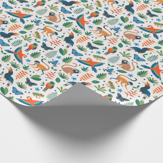 Rainforest Animal Pattern Cadeaupapier (Hoek)