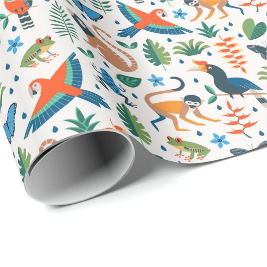 Rainforest Animal Pattern Cadeaupapier (Rol Hoek)
