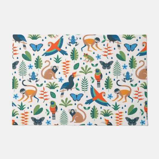 Rainforest Animal Pattern Deurmat (Voorkant)