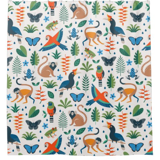 Rainforest Animal Pattern Douchegordijn (Voorkant)