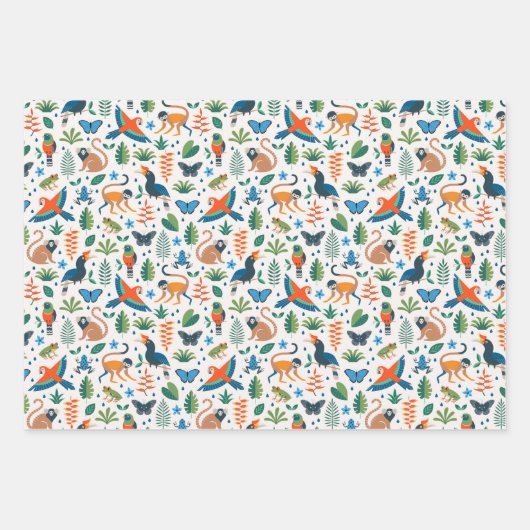 Rainforest Animal Pattern Inpakpapier Vel (Voorkant)