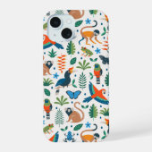 Rainforest Animal Pattern iPhone 15 Case (Achterkant)