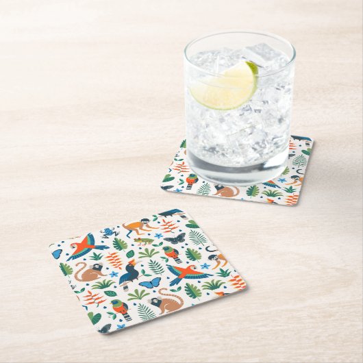 Rainforest Animal Pattern Kartonnen Onderzetters (Insitu)