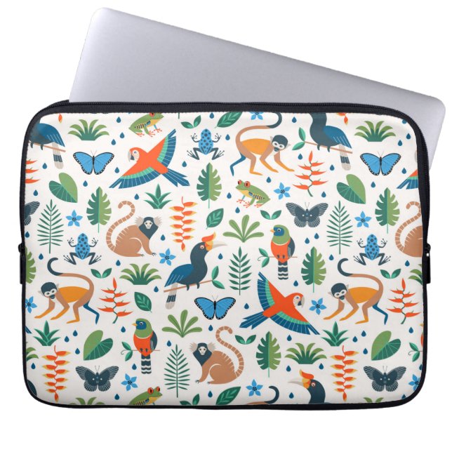 Rainforest Animal Pattern Laptop Sleeve (Voorkant)