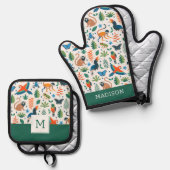 Rainforest Animal Pattern Ovenwant & Pannenlap Set (Voorkant / Achterkant)