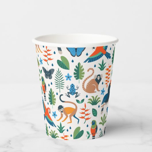 Rainforest Animal Pattern Papieren Bekers (Voorkant)