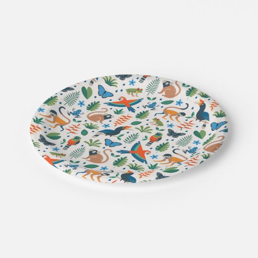 Rainforest Animal Pattern Papieren Bordje (Gekanteld)