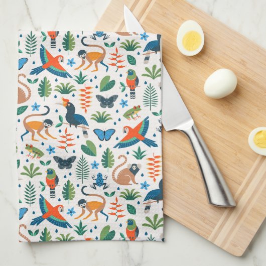 Rainforest Animal Pattern Theedoek (Quarter Fold)