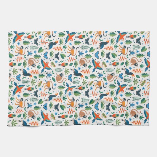 Rainforest Animal Pattern Theedoek (Horizontaal)
