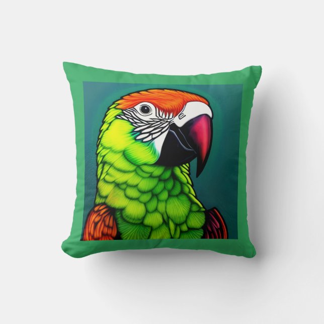 Rainforest Beauty: exotische wilde papegaai Kussen (Voorkant)
