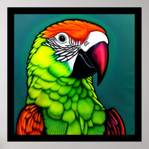 Rainforest Beauty: exotische wilde papegaai Poster