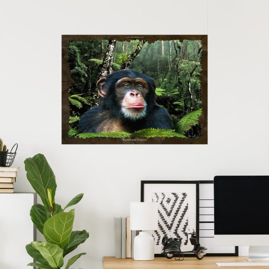 "RAINFOREST DREAMS II" Chimpansee Art Poster (Thuiskantoor)
