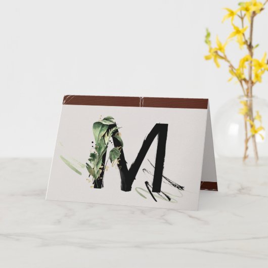 Rainforest Embellish Painted Letter M Monogram Kaart (Gele Bloem)