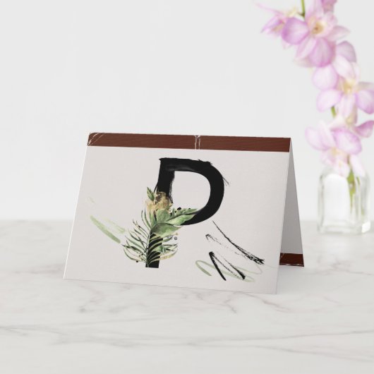 Rainforest Embellish Painted Letter P Monogram Kaart (Orchidee)