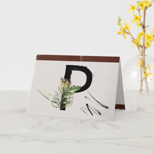 Rainforest Embellish Painted Letter P Monogram Kaart (Gele Bloem)