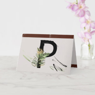 Rainforest Embellish Painted Letter P Monogram Kaart