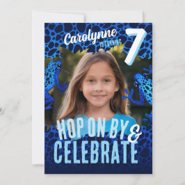 Rainforest Frog 7e verjaardag foto uitnodigen - Bl Kaart