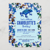 Rainforest Frog Pattern Verjaardagsuitnodiging Kaart (Voorkant / Achterkant)